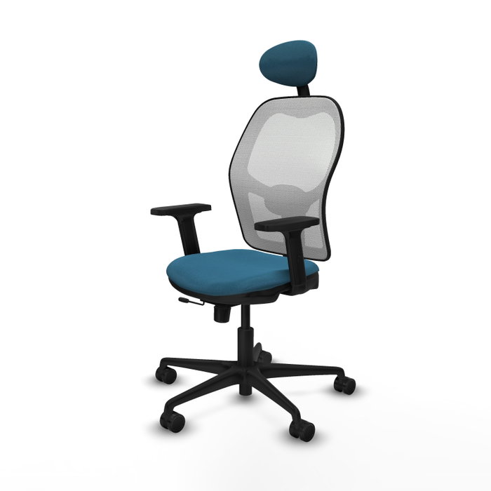 PIQUERAS Y CRESPO Silla de oficina Jorquera con mecanismo Sincro/Traslack, Verde petróleo y Blanco