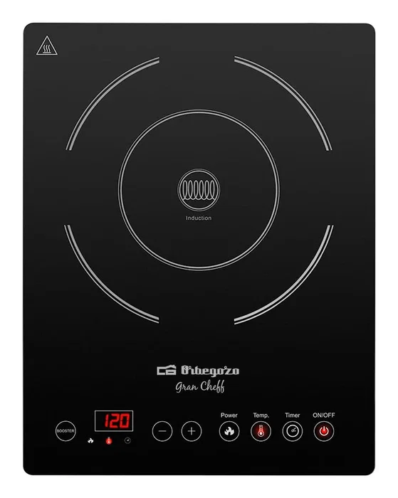 Orbegozo PIC 2000 - Placa de Inducción Portátil de 1 Zona, 2000W, Encimera Vitrocerámica 36 cm, Negro, con 10 Niveles de Potencia y Temporizador