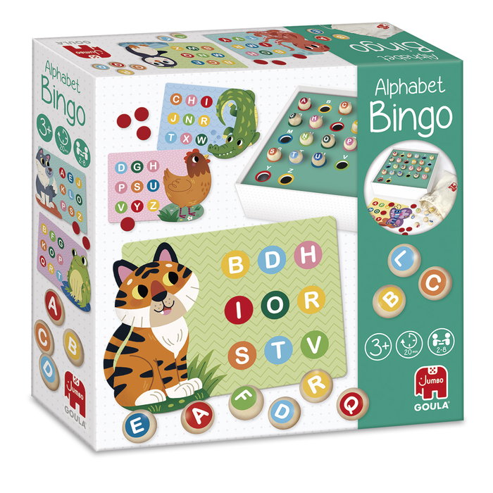 Diset Juego Bingo El Alfabeto con Hojas Magnéticas y Figuras de Animales de Madera