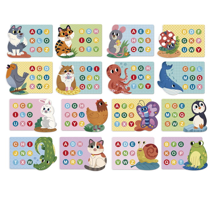 Diset Juego Bingo El Alfabeto con Hojas Magnéticas y Figuras de Animales de Madera