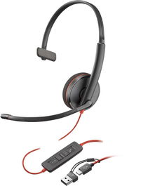 Poly Auriculares Diadema Monoaural para Llamadas Blackwire 3210 USB-C con Cancelación de Ruido, Certificados para Skype for Business y Microsoft Lync, 2 Años de Garantía