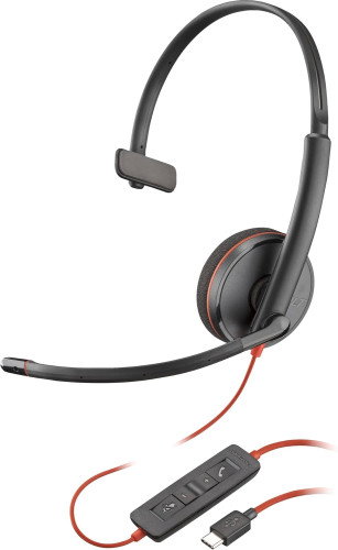 Poly Blackwire 3210 Auriculares Monoaurales USB-C con Adaptador USB-A