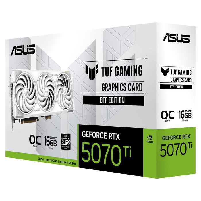 ASUS TUF-RTX5070TI-O16G-BTF-WHITE Tarjeta Gráfica RTX 5070 TI 16GB GDDR7 OC 3 Ventiladores Blanca PCI Express 5.0