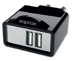 Approx Cargador appUATS con 2 puertos USB y 6 conectores, Negro
