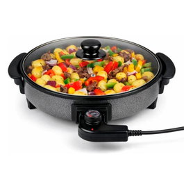 Alpina Cazuela Eléctrica Multiusos, 1500W, Ø40 cm, Superficie Antiadherente, Control de Temperatura, Incluye Tapa de Cristal