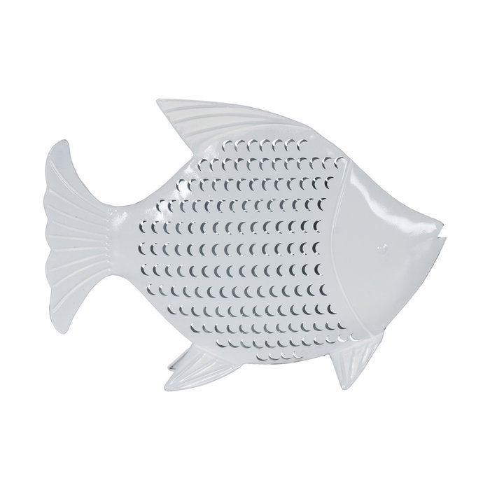 Figura Pez Blanco Metal 39 X 5 X 29 cm Figura Pez Blanco Metal 39 X 5 X 29 cm