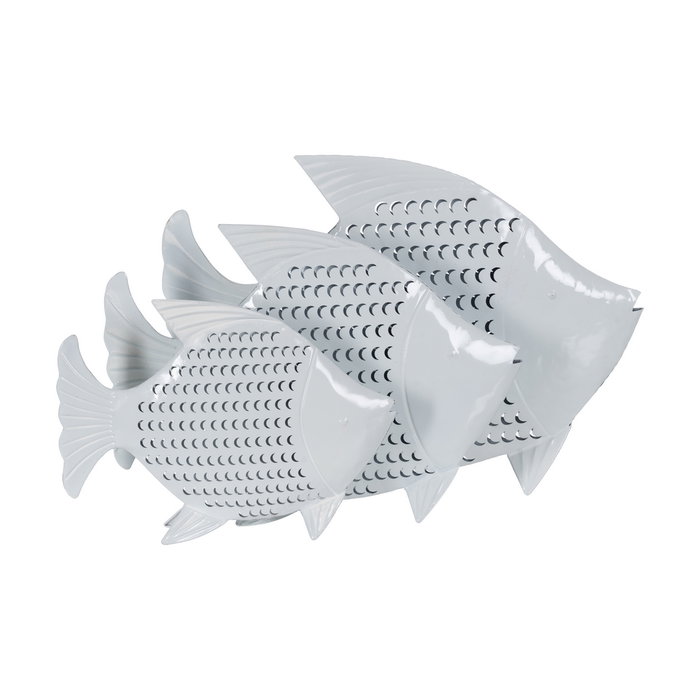 Figura Pez Blanco Metal 39 X 5 X 29 cm Figura Pez Blanco Metal 39 X 5 X 29 cm