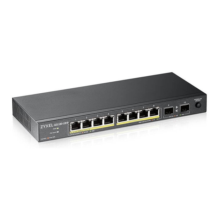 Zyxel GS1100-10HP v2 Switch No Administrado Gigabit con 8 Puertos PoE+ y 2 SFP Zyxel GS1100-10HP v2 Switch No Administrado Gigabit con 8 Puertos PoE+ y 2 SFP