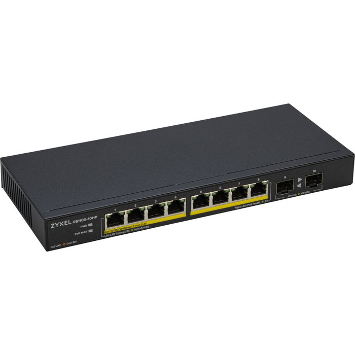 Zyxel GS1100-10HP v2 Switch No Administrado con 8 Puertos PoE+ y 2 SFP