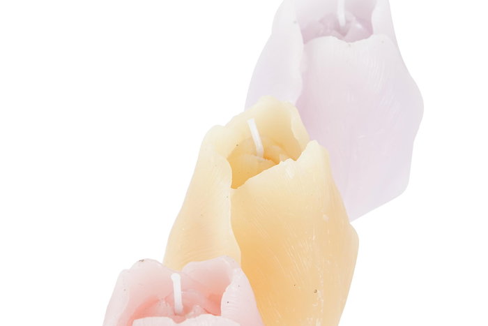 DKD Home Decor Vela Tulipan Naranja Rosa 5 x 7 x 5 cm Set de 3 (6 Unidades)