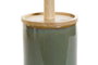 DKD Home Decor Escobillero de Gres y Bambú Verde y Natural 10x10x42 cm