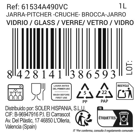 La Mediterranea Jarra de Vidrio Gaia 1000cc