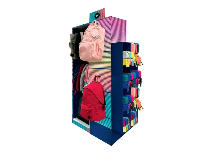 Antartik Expositor de Suelo para Mochila y Estuche Portatodo con 46 Unidades Surtidas 30x150x90 cm