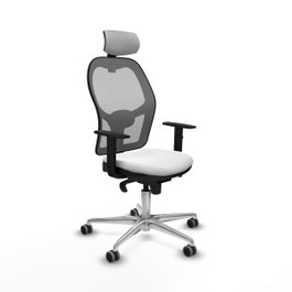 PIQUERAS Y CRESPO Silla de oficina Jorquera con mecanismo sincro, tela blanca y malla gris