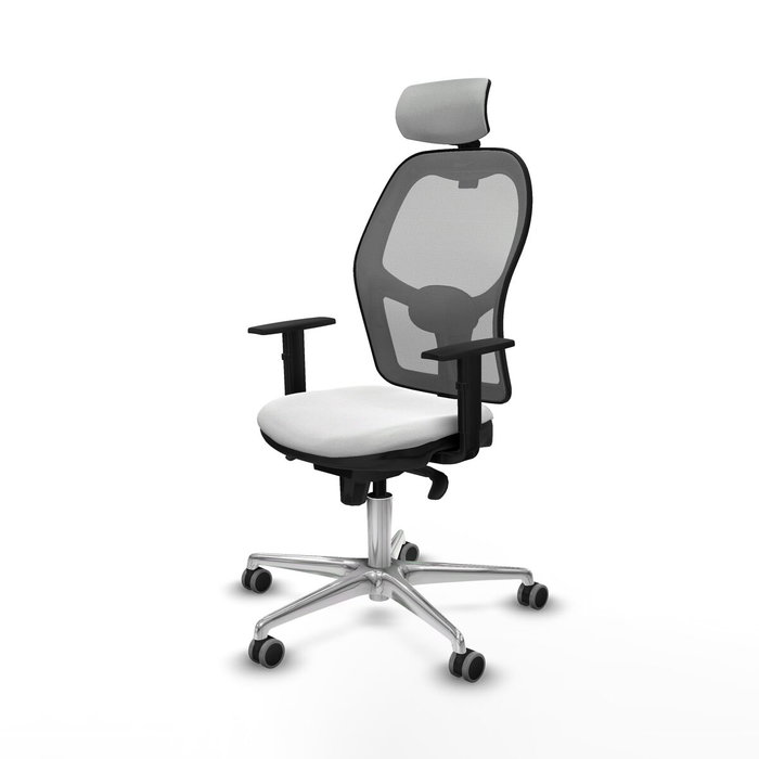 PIQUERAS Y CRESPO Silla de oficina Jorquera con mecanismo sincro, tela blanca y malla gris
