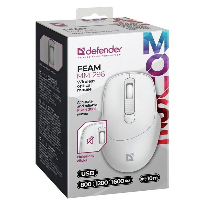 RatÓn defensor feam mm-296 rf silencioso blanco