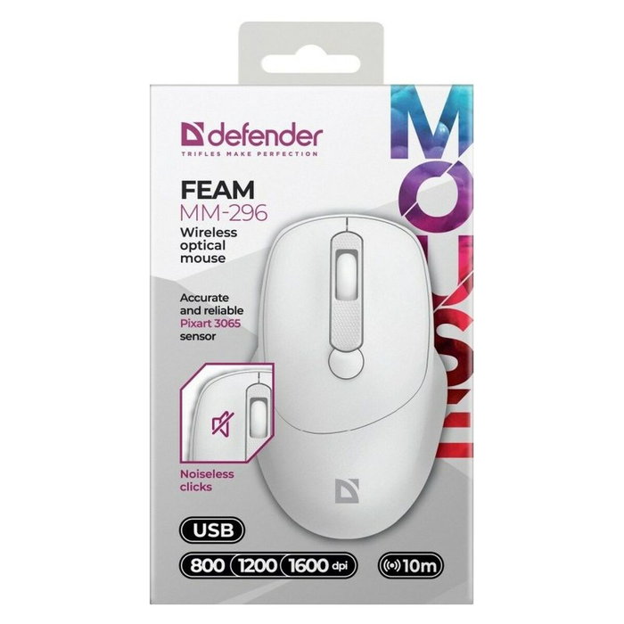 RatÓn defensor feam mm-296 rf silencioso blanco