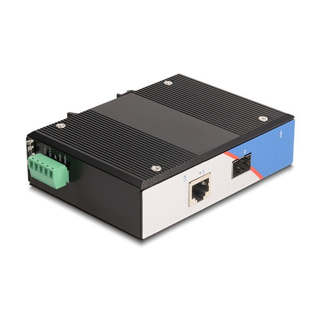 DeLOCK Convertidor de medios Gigabit industrial RJ45 a SFP para carril DIN