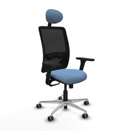 PIQUERAS Y CRESPO Silla de oficina Zulema con mecanismo Sincro, Azul cielo y Negro