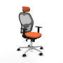PIQUERAS Y CRESPO Silla de oficina Jorquera con mecanismo Sincro, Tela Naranja y Malla Gris