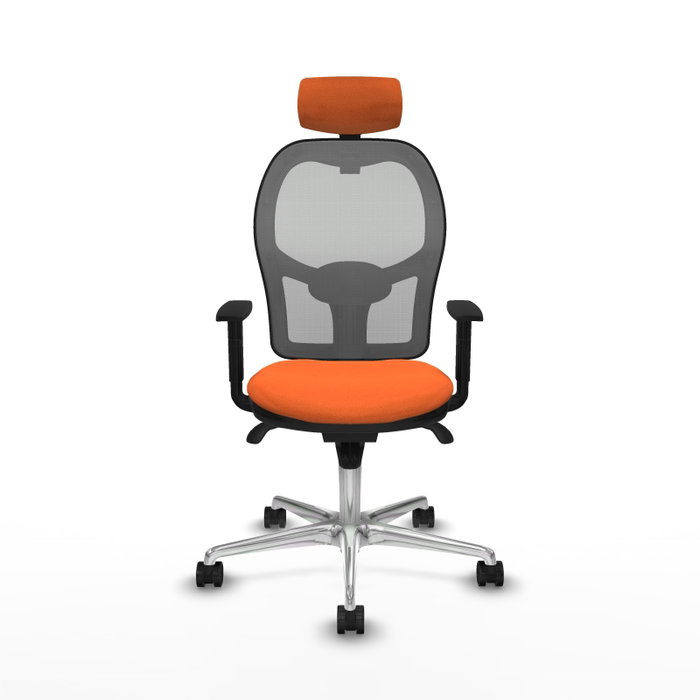 PIQUERAS Y CRESPO Silla de oficina Jorquera con mecanismo Sincro, Tela Naranja y Malla Gris