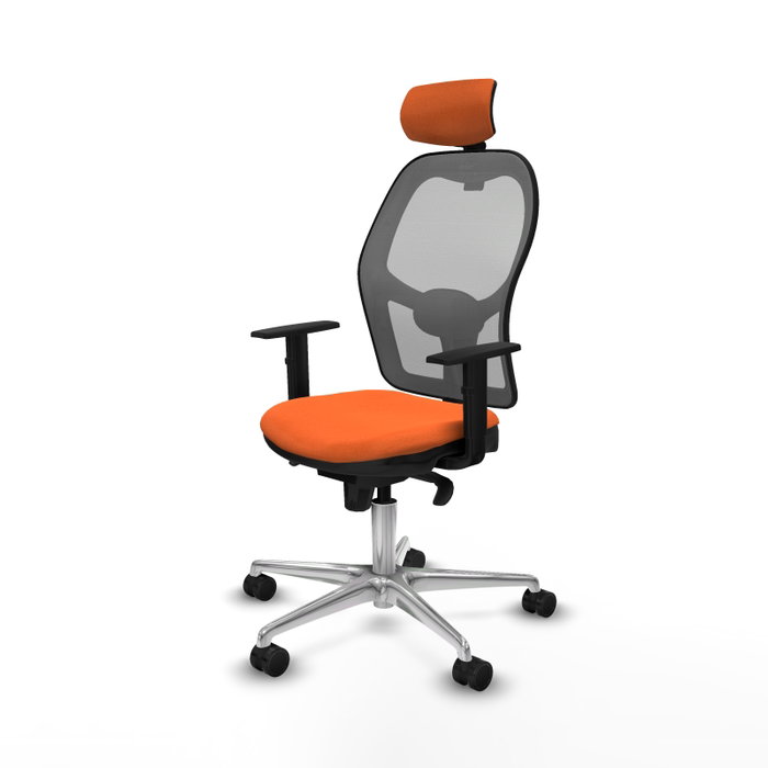 PIQUERAS Y CRESPO Silla de oficina Jorquera con mecanismo Sincro, Tela Naranja y Malla Gris
