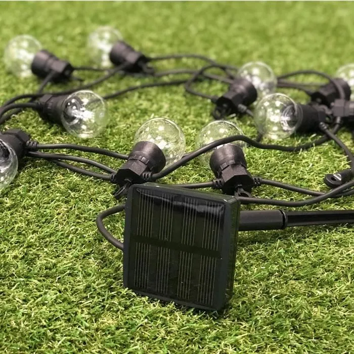 Lumisky LUMIJARDIN Guirnalda Solar 10 Bombillas LED Blanco Cálido para Exterior 6m 8 Modos Iluminación