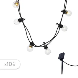 Lumisky LUMIJARDIN Guirnalda Solar 10 Bombillas LED Blanco Cálido para Exterior 6m 8 Modos Iluminación