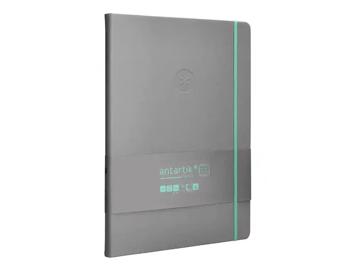 Antartik Cuaderno A4 Tapa Dura Hojas Rayadas Gris y Turquesa 100 Hojas 80gr FSC