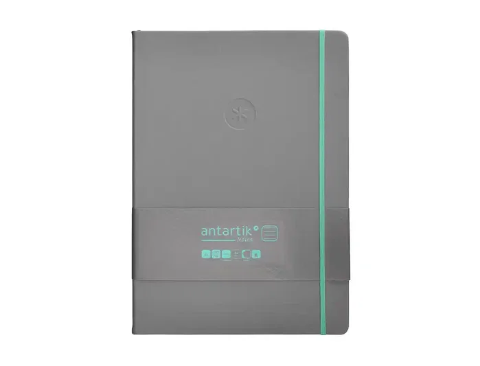 Antartik Cuaderno A4 Tapa Dura Hojas Rayadas Gris y Turquesa 100 Hojas 80gr FSC