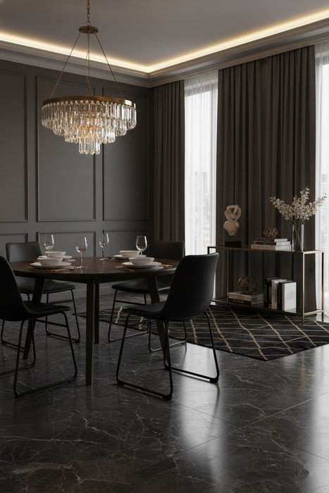 BORDECOR Pack de 2 Sillas Caelum en Polipiel Gris Oscuro con Cosido Dorado