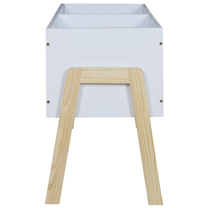 Home Deco Kids Cubo Almacenar Juguetes Libros con 2 Compartimentos y Patas de Madera 60x30x45 cm