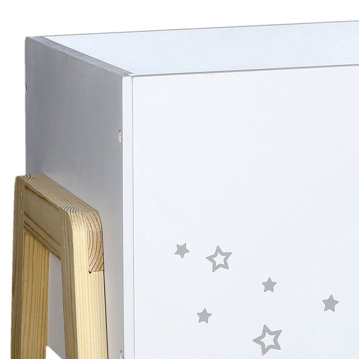 Home Deco Kids Cubo Almacenar Juguetes Libros con 2 Compartimentos y Patas de Madera 60x30x45 cm
