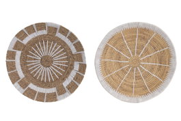 DKD Home Decor Decoración de Pared Seagrass y Algodón 46x46x6 cm Surtido de 2