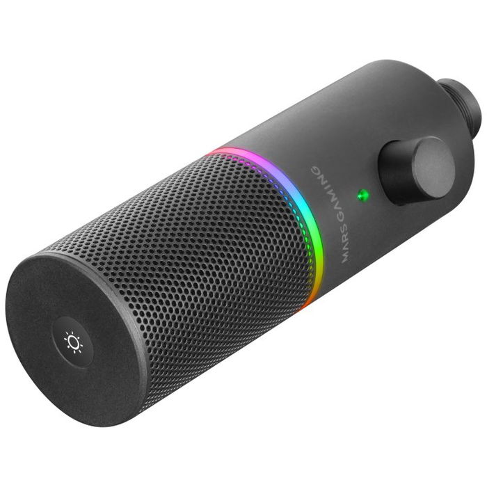Mars Gaming Micrófono de Condensador USB Profesional MMIC-XT Negro con Iluminación ARGB, Brazo Ajustable, 192kHz/24-bit, Filtro Pop, Plug & Play para Streaming y Podcast