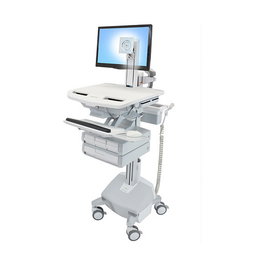 Ergotron StyleView Wagen con Brazo LCD, 4 Schublade para Monitor de hasta 24 Pulgadas, 15.4 kg Capacidad, Carro Multimedia de Aluminio