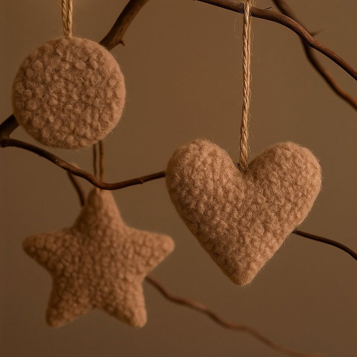 Aberto Design Set de adornos navideños Marrón 3 piezas