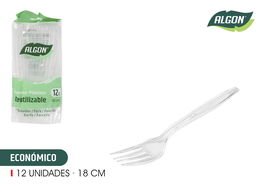 Algon Set-12 Tenedor Medium Trans. 18 cm (36 Unidades)