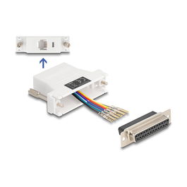 DeLOCK Adaptador D-Sub 25 Pines a RJ12 6P6C, Conector DB25 a RJ12 Hembra, Montaje Frontal, Color Blanco