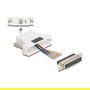 DeLOCK Adaptador D-Sub 25 Pines a RJ12 6P6C, Conector DB25 a RJ12 Hembra, Montaje Frontal, Color Blanco