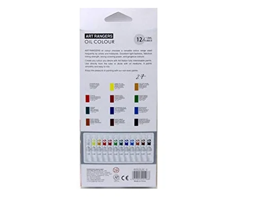 Artist Pintura óleo de 12 colores surtidos en tubos de 12 ml con caja de cartón Artist Pintura óleo de 12 colores surtidos en tubos de 12 ml con caja de cartón
