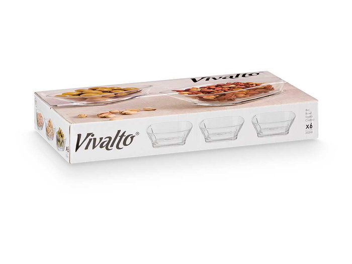 Vivalto Bol Alargado Vidrio Transparente 350 ml 14.3x5.5x10.5 cm (Set de 24)