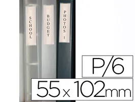 Q-connect Funda Autoadhesiva para Lomo de Carpeta 55x102mm Cristal Pack 6 Unidades