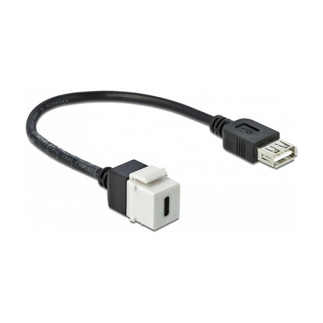DeLOCK 86391 Módulo Keystone USB C Hembra a USB A Hembra con Cable Plano DeLOCK 86391 Módulo Keystone USB C Hembra a USB A Hembra con Cable Plano