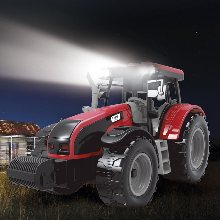 Tachan Tractor Rojo Juguete 1:32 con Apero, Fricción, Luces y Sonido T01055