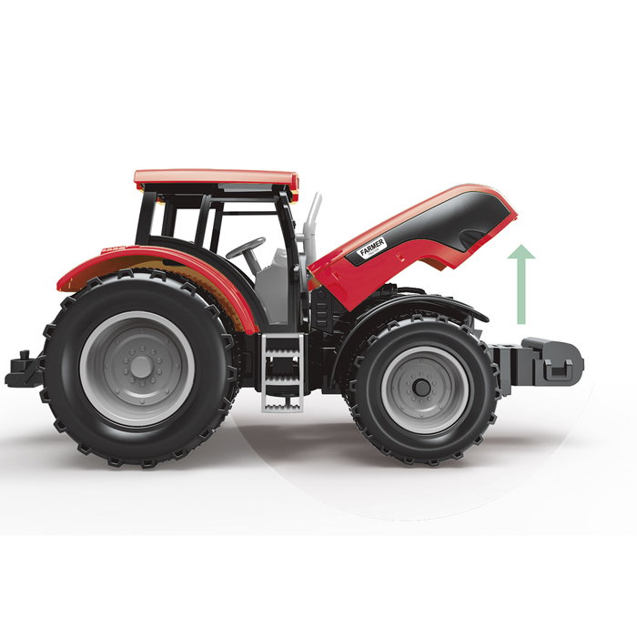 Tachan Tractor Rojo Juguete 1:32 con Apero, Fricción, Luces y Sonido T01055