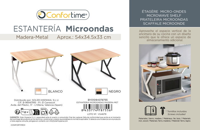 Confortime Estanteria Microondas Madera-Met 36,6 cm x 5,8 cm x 57,1 cm (2 Unidades) Confortime Estanteria Microondas Madera-Met 36,6 cm x 5,8 cm x 57,1 cm (2 Unidades)