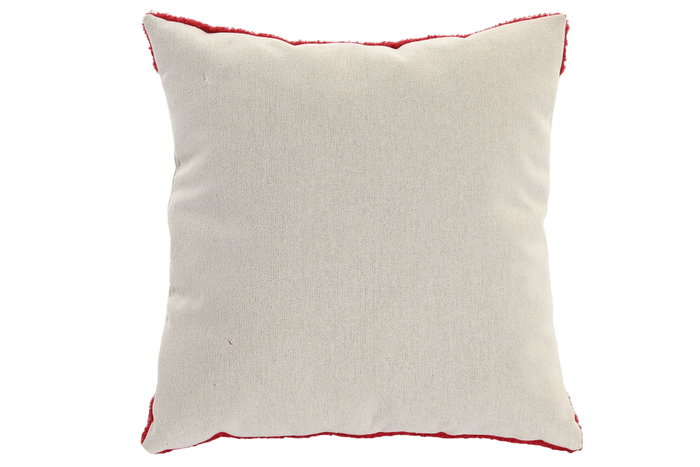 DKD Home Decor Cojin Navidad Tradicional Crema Rojo 10 x 40 x 40 cm (4 Unidades)