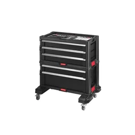 Keter - Caja de Herramientas Modular Negra de Resina con 5 Cajones y 4 Ruedas - Organización Taller y Garaje