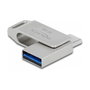 DeLOCK USB 3.2 Gen 1 USB-C + USB-A Lápiz de Memoria 32GB Carcasa de Metal Plateado